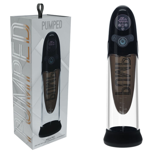 PUMPED Aqua-Pro Auto Pump - Black - Black/Clear USB Rechargeable AI-Enabled Submersible Auto Penis Pump Shots Toys