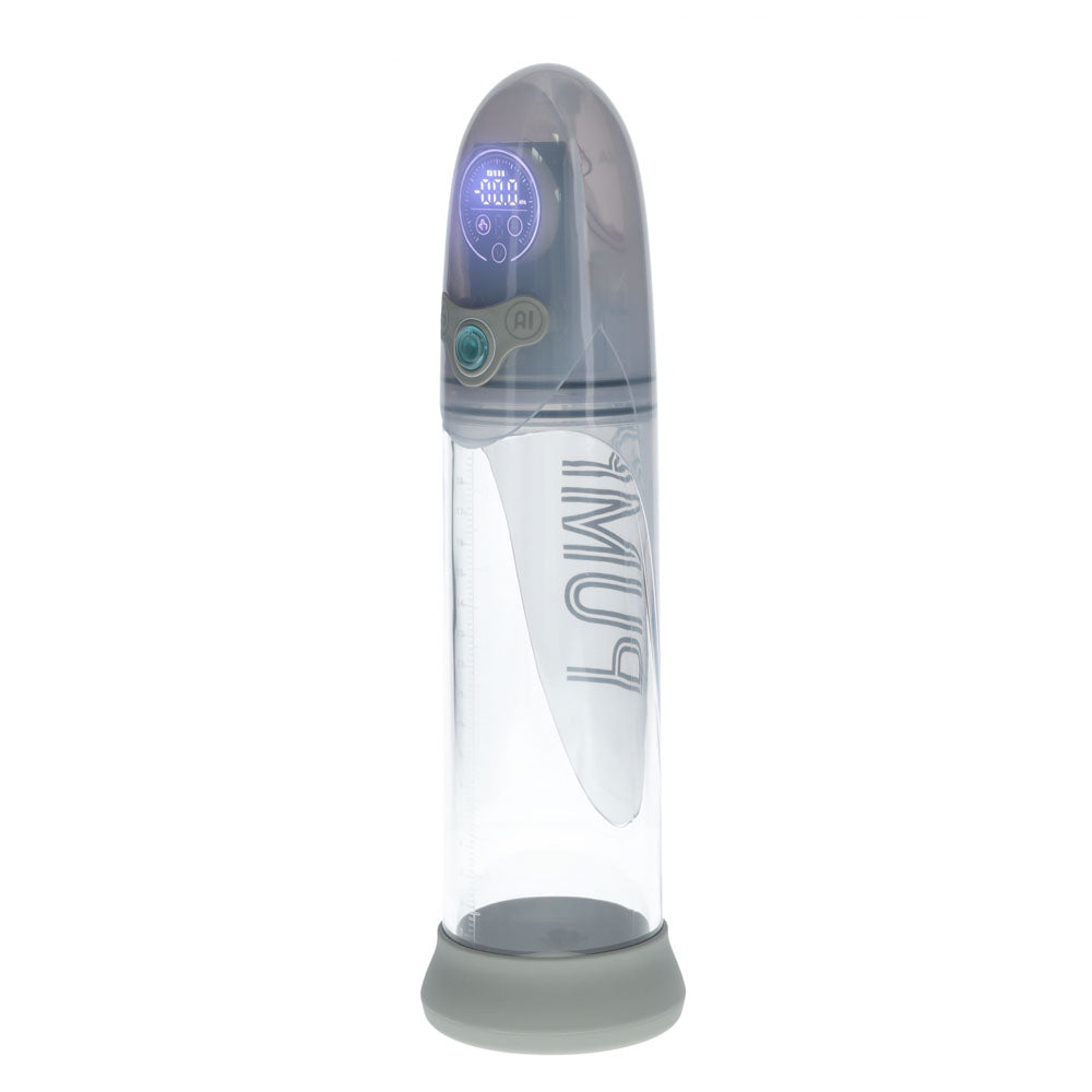 PUMPED Aqua-Pro Auto Pump - Grey - Grey/Clear USB Rechargeable AI-Enabled Submersible Auto Penis Pump Shots Toys