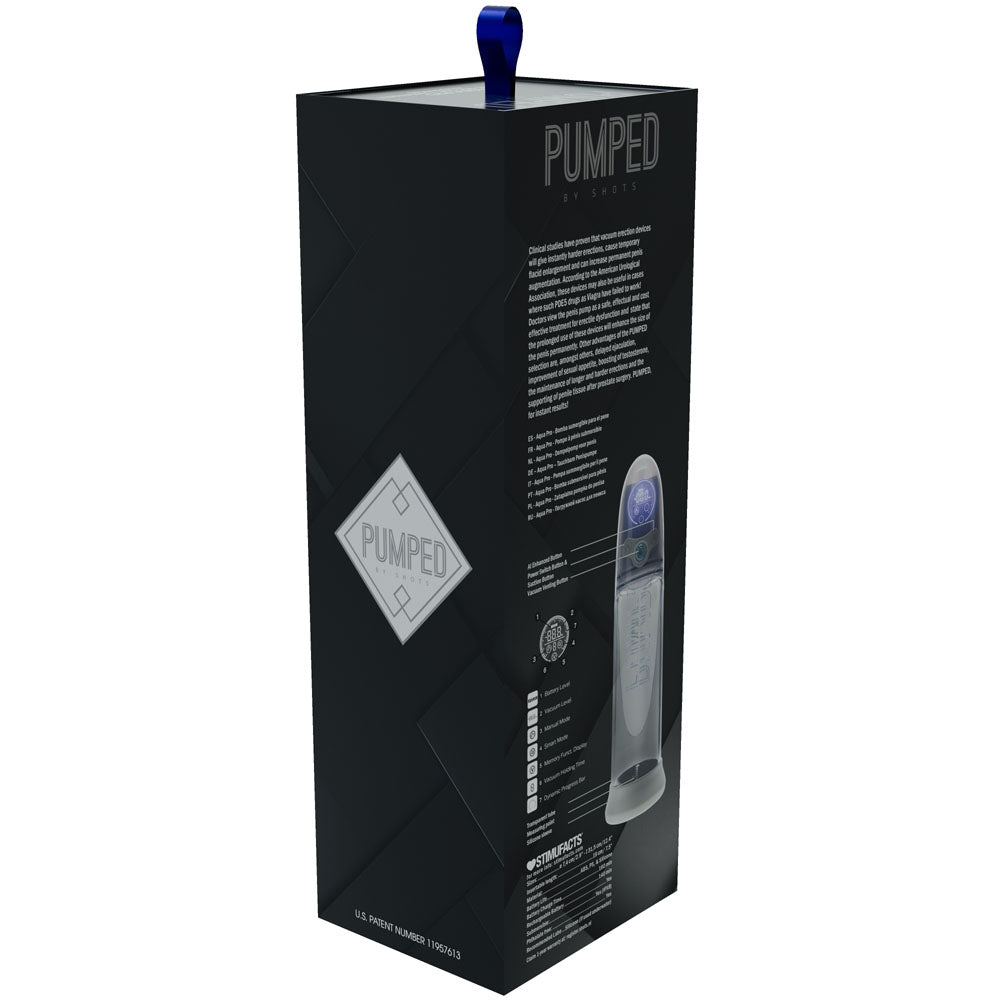 PUMPED Aqua-Pro Auto Pump - Grey - Grey/Clear USB Rechargeable AI-Enabled Submersible Auto Penis Pump Shots Toys