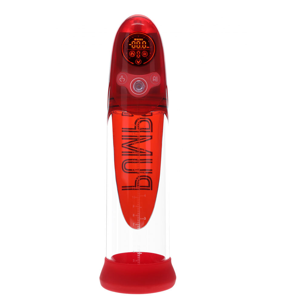 PUMPED Aqua-Pro Auto Pump - Red - Red/Clear USB Rechargeable AI-Enabled Submersible Auto Penis Pump Shots Toys