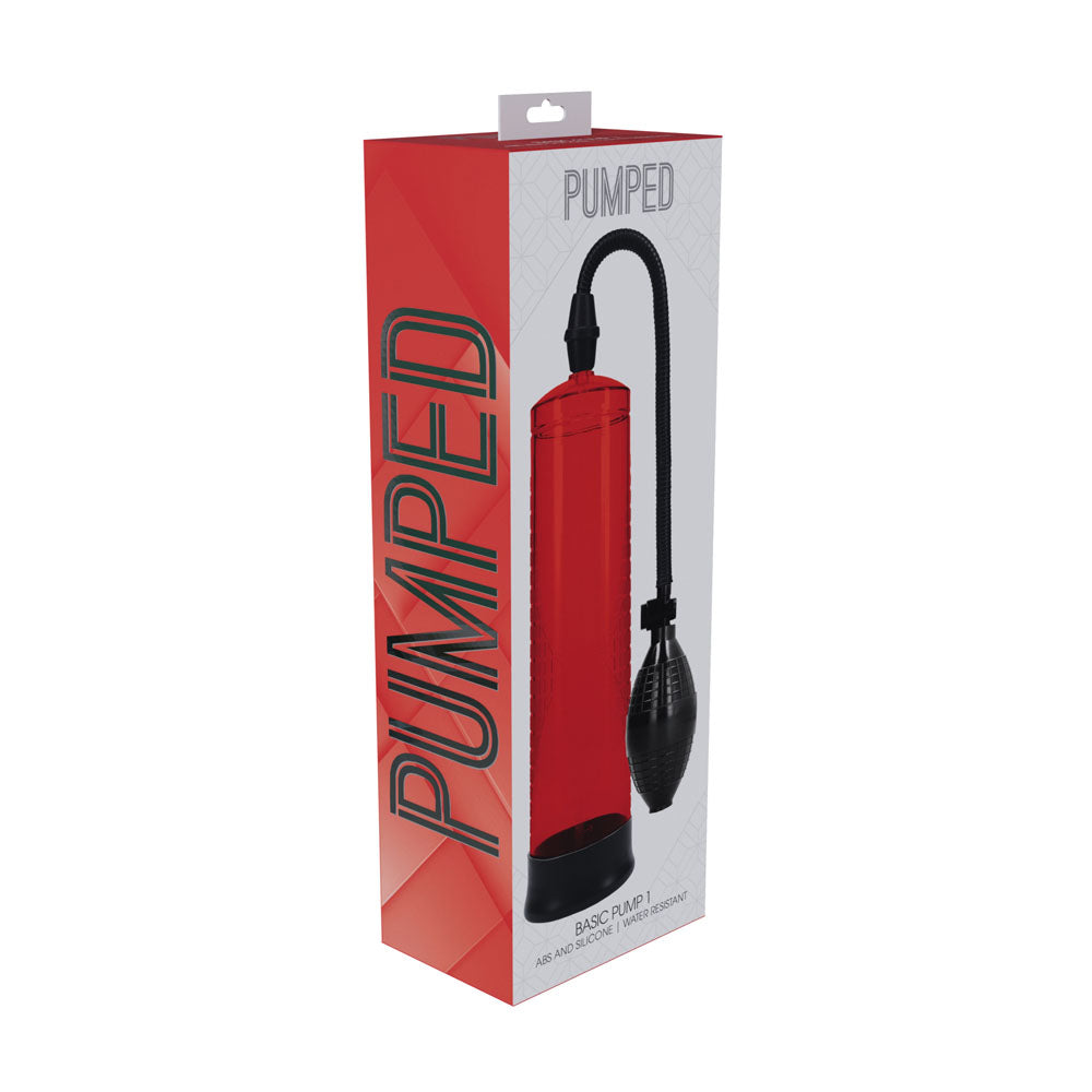 PUMPED Basic Pump 1 - Red - Red Penis Pump Shots Toys