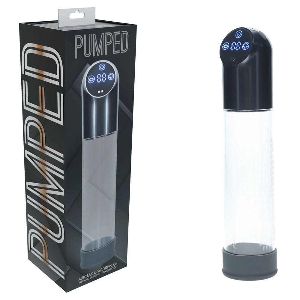 PUMPED Automatic Waterproof Pump - Gun Metal - Gunmetal/Clear USB Rechargeable Automatic Penis Pump Shots Toys