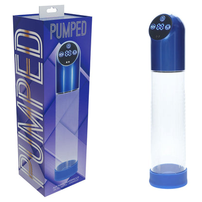PUMPED Automatic Waterproof Pump - Metal Blue - Blue/Clear USB Rechargeable Automatic Penis Pump Shots Toys