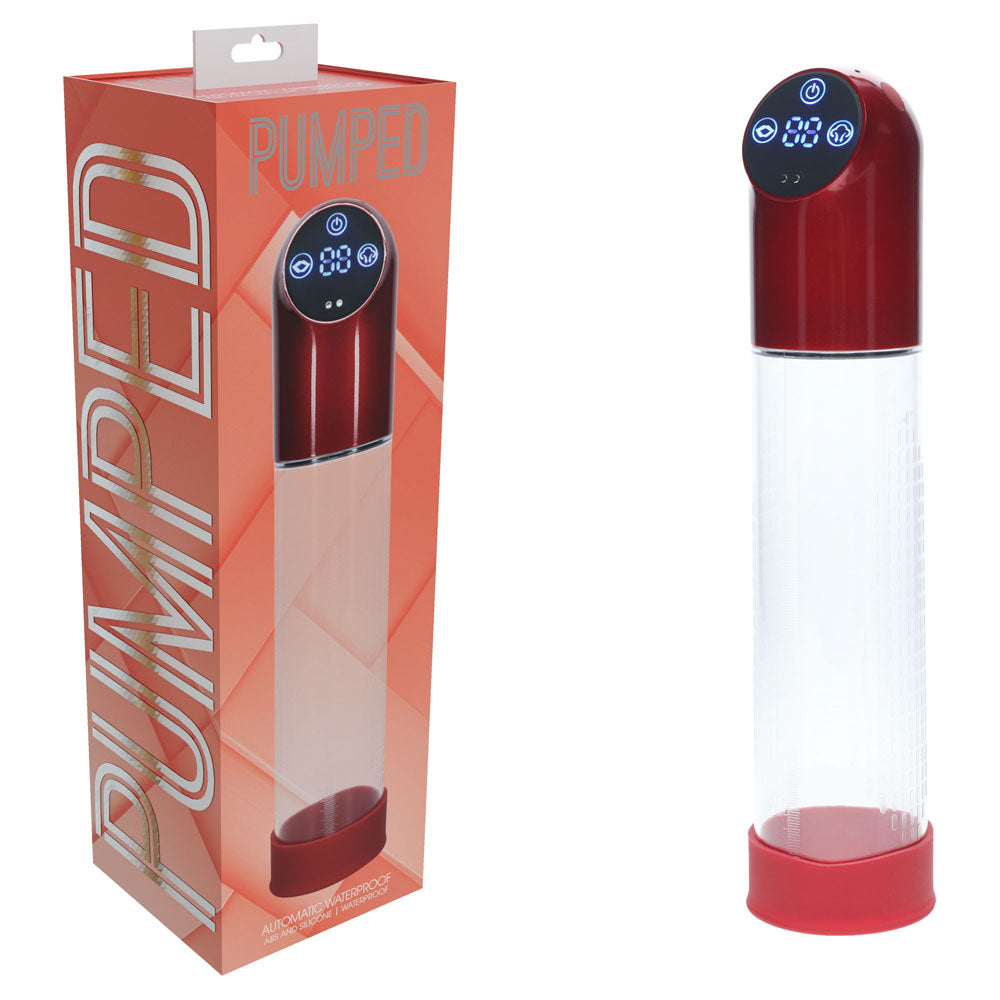 PUMPED Automatic Waterproof Pump - Metal Red - Red/Clear USB Rechargeable Automatic Penis Pump Shots Toys