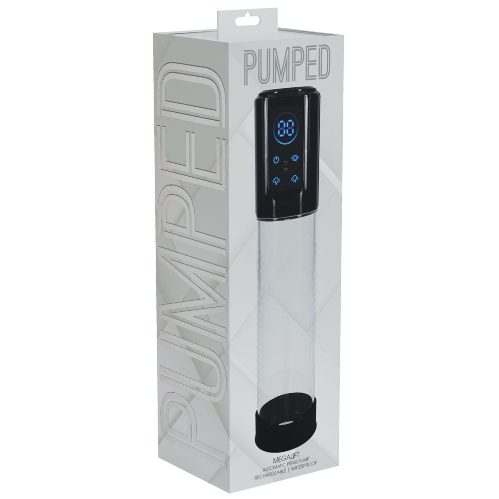 PUMPED MegaLift Automatic Penis Pump - Black - Black/Clear USB Rechargeable Auto Penis Pump Shots Toys
