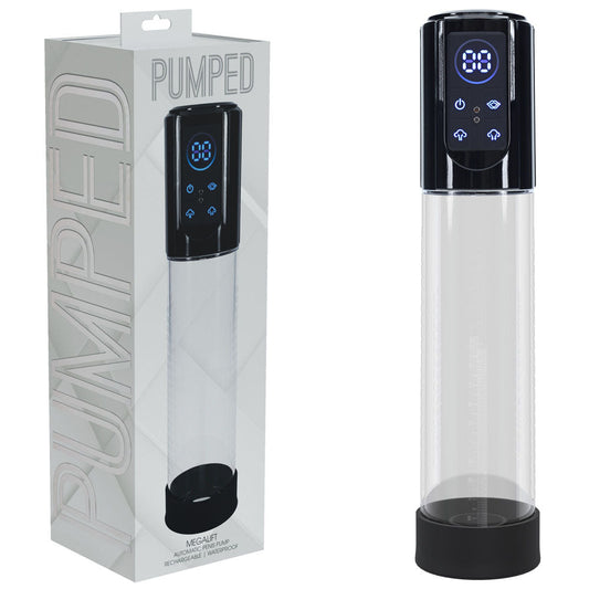 PUMPED MegaLift Automatic Penis Pump - Black - Black/Clear USB Rechargeable Auto Penis Pump Shots Toys
