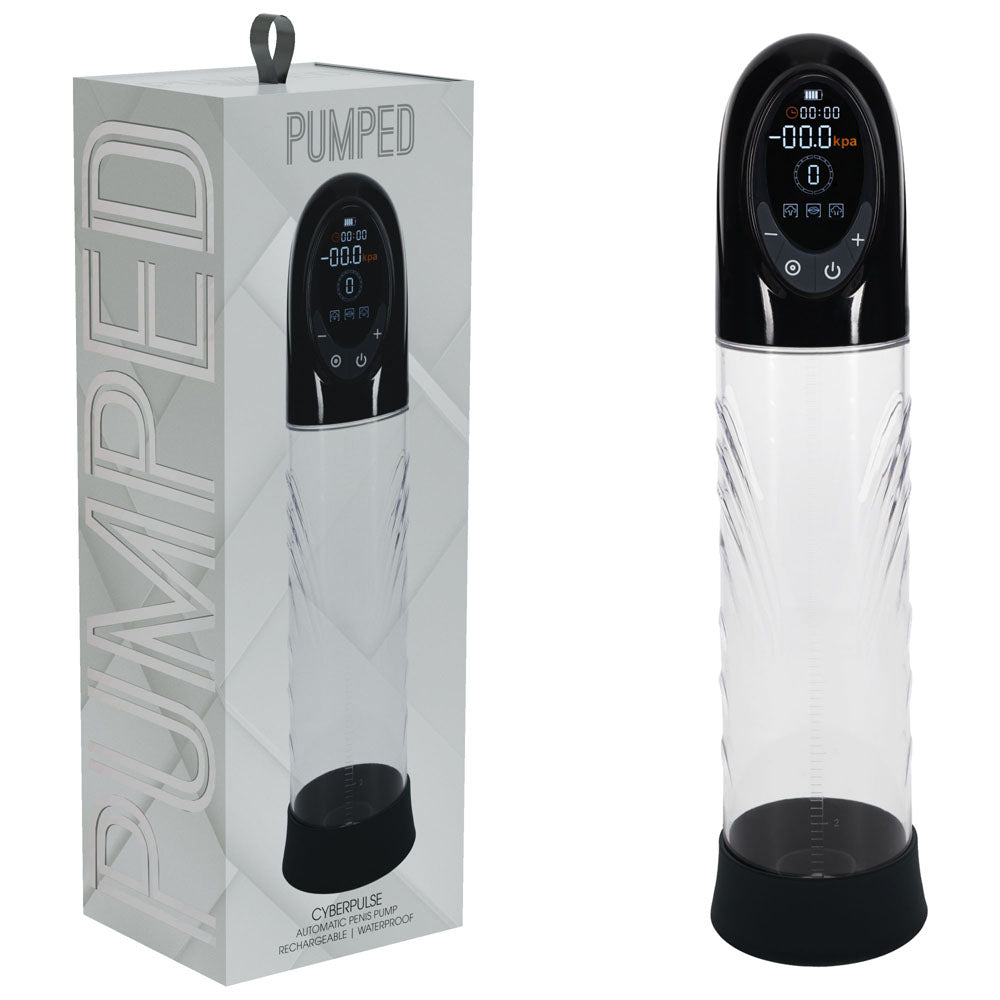 PUMPED CyberPulse Automatic Penis Pump - Black - Black/Clear USB Rechargeable Auto Penis Pump Shots Toys
