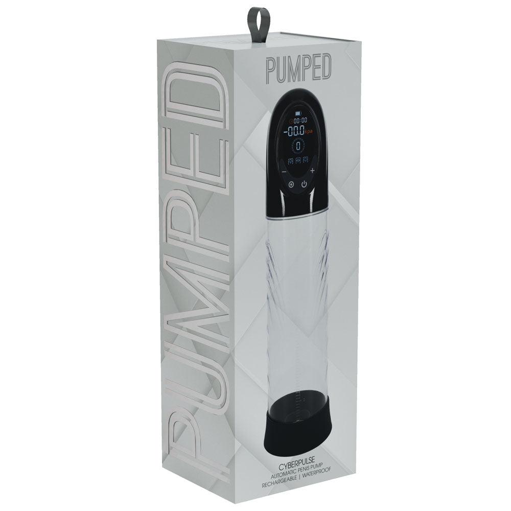 PUMPED CyberPulse Automatic Penis Pump - Black - Black/Clear USB Rechargeable Auto Penis Pump Shots Toys