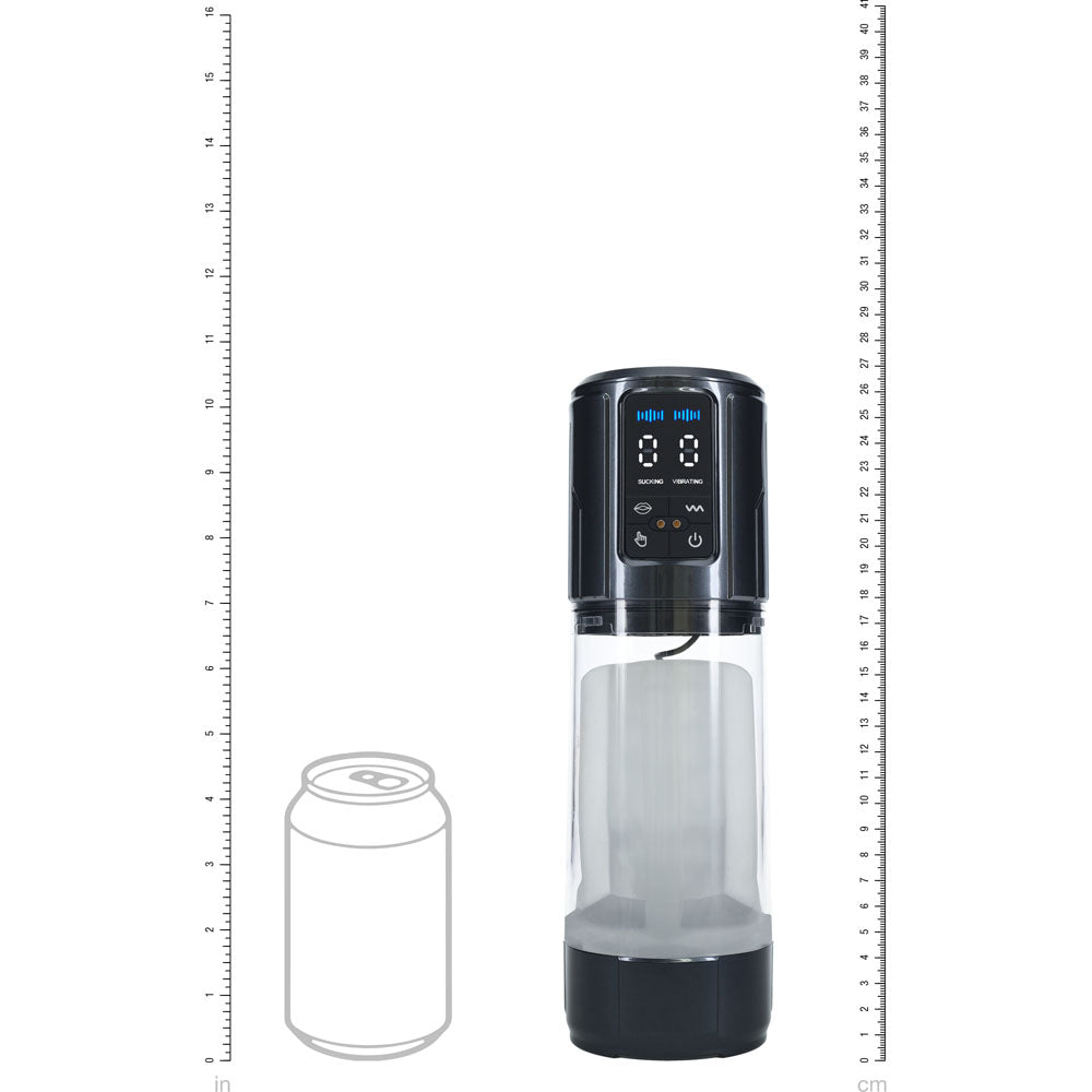 PUMPED UltraLift Automatic Masturbator - Gunmetal Grey/Clear USB Rechargeable Auto Masturbator Shots Toys