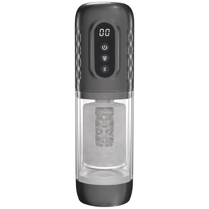 PUMPED Vortex - Gunmetal - Gunmetal Grey/Clear USB Rechargeable Sucking Rotating and Thrusting Auto Masturbator Shots Toys