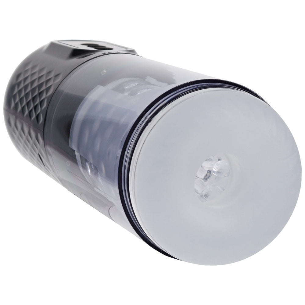 PUMPED Vortex - Gunmetal - Gunmetal Grey/Clear USB Rechargeable Sucking Rotating and Thrusting Auto Masturbator Shots Toys