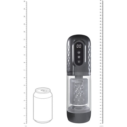 PUMPED Vortex - Gunmetal - Gunmetal Grey/Clear USB Rechargeable Sucking Rotating and Thrusting Auto Masturbator Shots Toys
