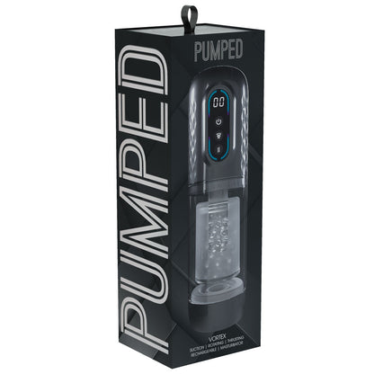 PUMPED Vortex - Gunmetal - Gunmetal Grey/Clear USB Rechargeable Sucking Rotating and Thrusting Auto Masturbator Shots Toys