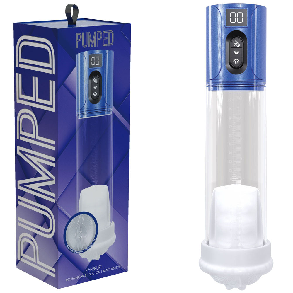 PUMPED HyperLift - Blue - Metallic Blue/Clear USB Rechargeable Auto Pump Shots Toys