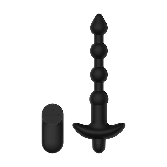 Passion Play Vibrating Anal Beads with Remote - Black USB Rechargeable Vibrating Anal Beads with Wireless Remote Passion Play