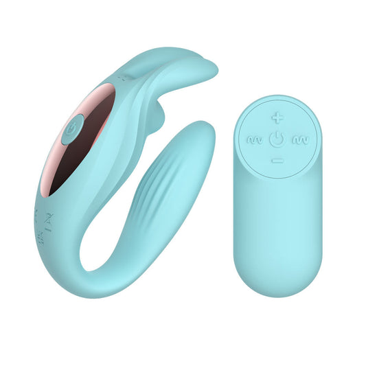 Passion Play Rabbit Couple Vibe with Remote Controller - Blue USB Rechargeable Couples Vibrator with Wireless Remote Passion Play