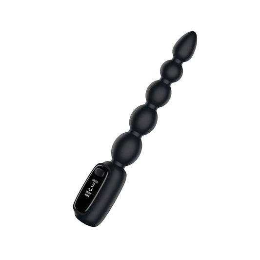 Passion Play Vibrating Anal Beads with LED Screen - Black 23 cm USB Rechargeable Vibrating Anal Beads Passion Play