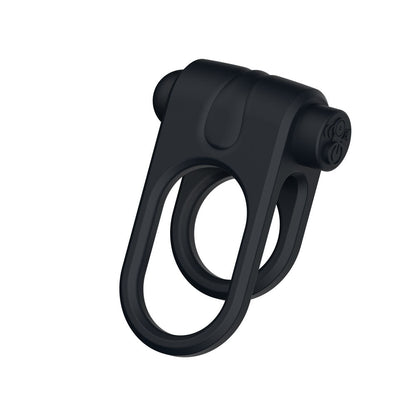 Passion Play Silicone Vibrating Dual Cockring - Black USB Rechargeable Cock & Balls Ring Passion Play