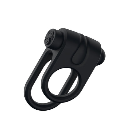 Passion Play Silicone Vibrating Dual Cockring - Black USB Rechargeable Cock & Balls Ring Passion Play