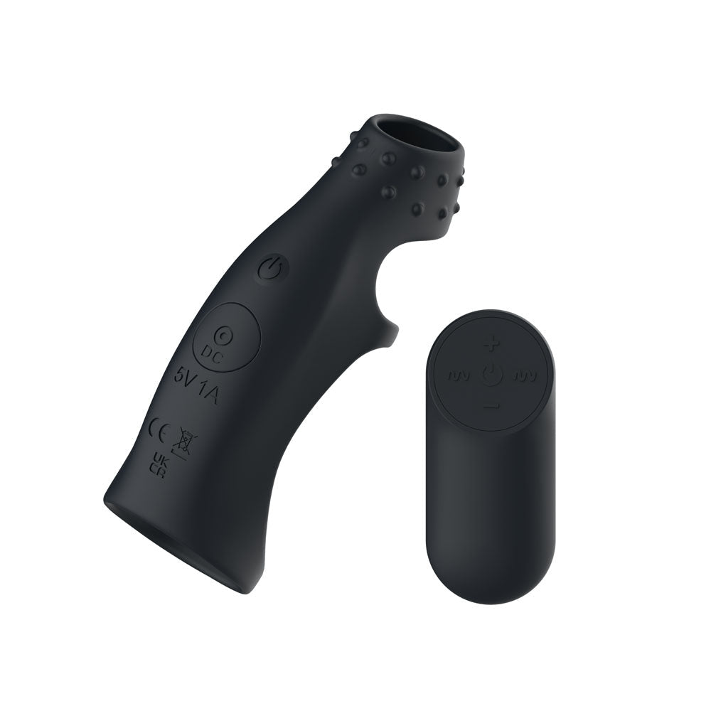 Passion Play Vibrating Cockring Sleeve - Black USB Rechargeable Vibrating Penis Sleeve with Wireless Remote Passion Play