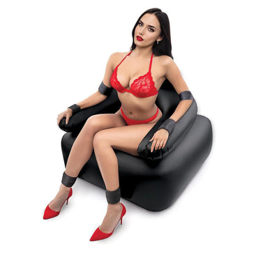 Whipsmart Inflatable Bondage Chair - Black Inflatable Chair with 6'' Vibrating Dong WhipSmart