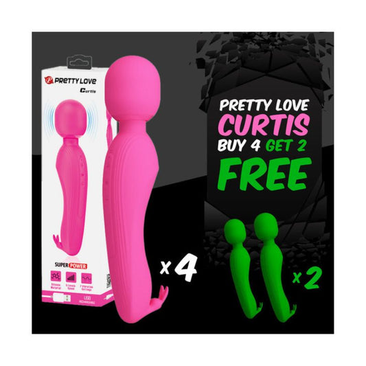 Pretty Love Rechargeable Curtis Wand Pink (Buy 4 Get 2 Free)  - Club X