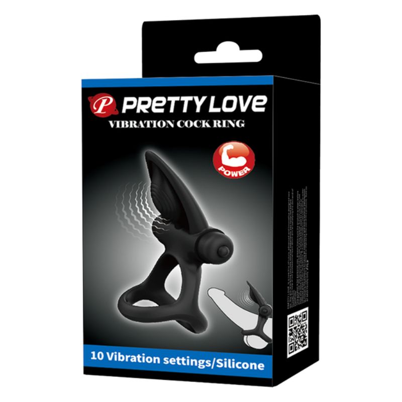 Pretty Love Vibrating Cock Ring Black - Club X