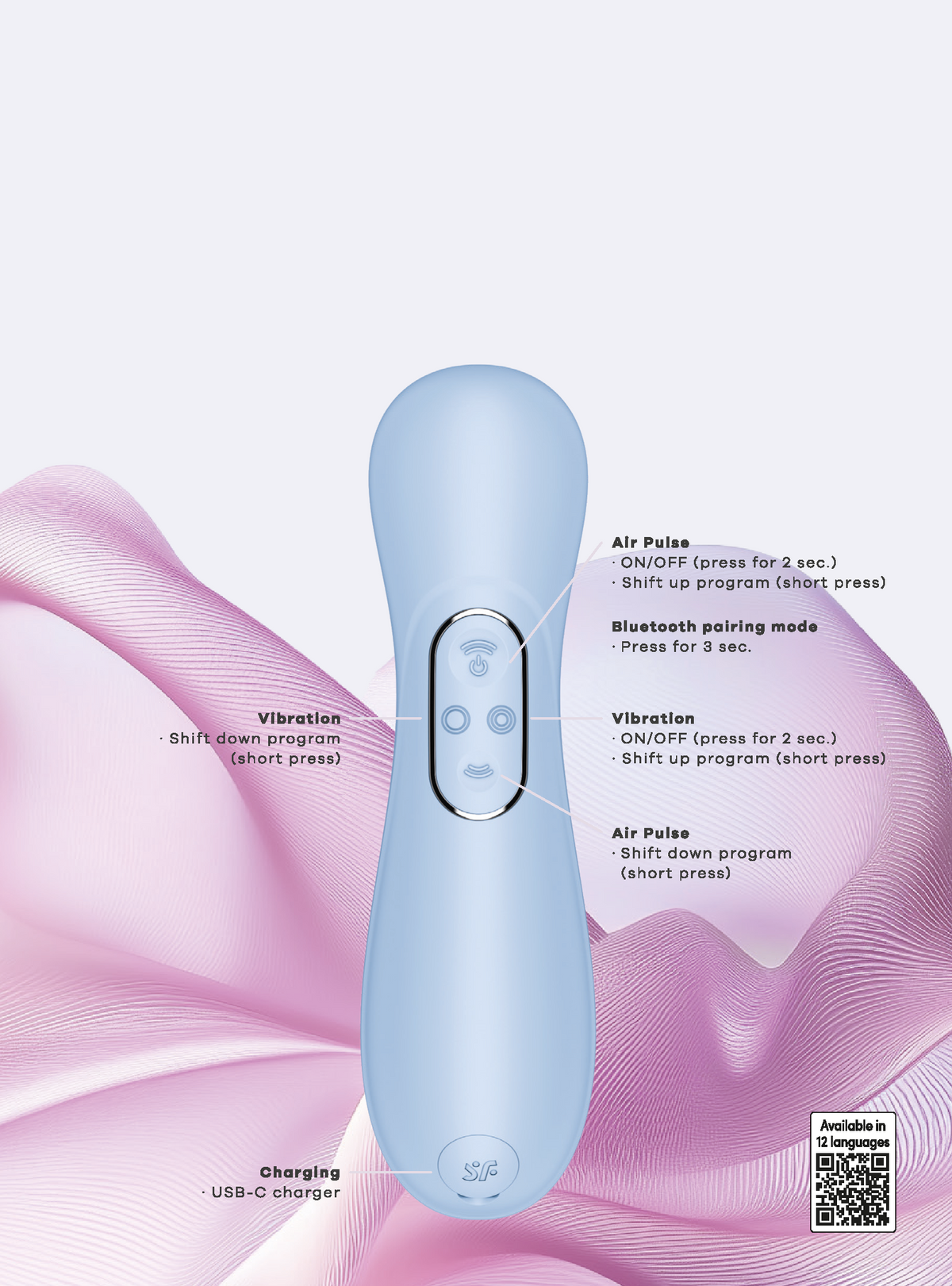Satisfyer Pro 2 Generation 4 - Serene Blue Touch-Free USB-C Rechargeable Clitoral Stimulator with App Control