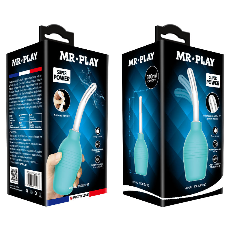 MR PLAY Anal Douche - Aqua/White Unisex Douche - 310 ml Capacity Pretty Love