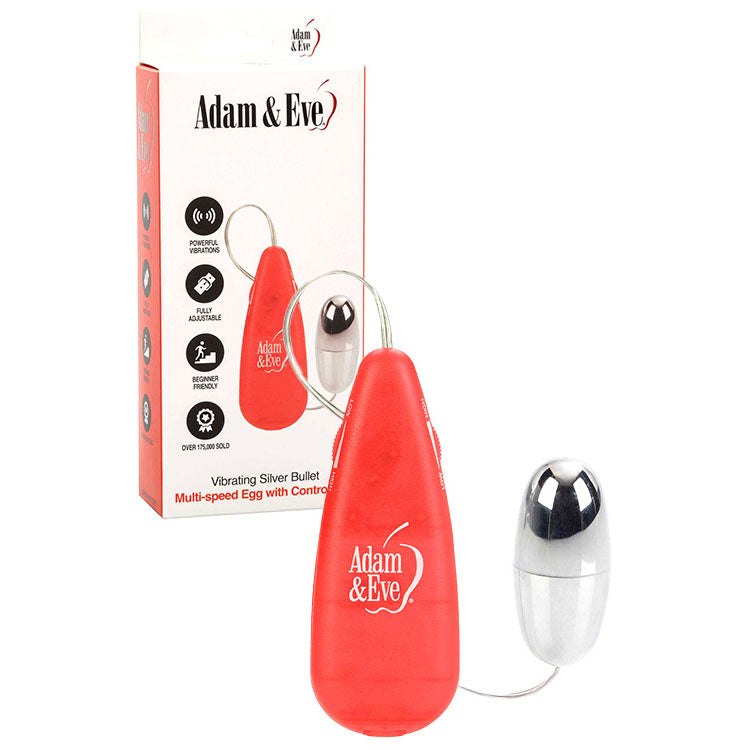 Adam & Eve VIBRATING SILVER BULLET - Silver Vibrating Bullet with Remote Control Adam & Eve