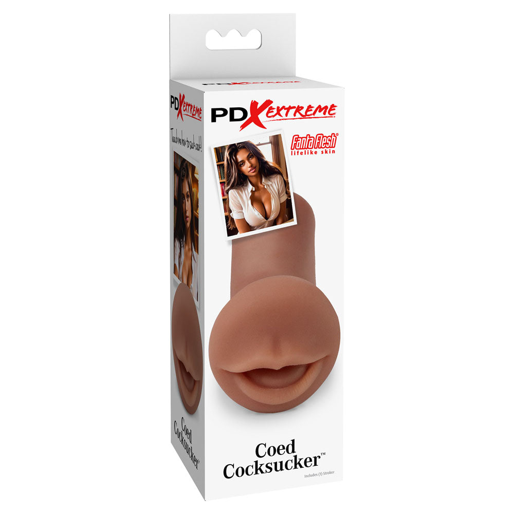 Pipedream Extreme Toyz Coed Cocksucker - Brown - Brown Mouth Stroker Pipedream