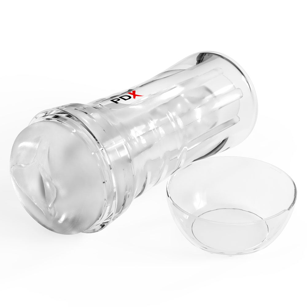 PDX Extreme Wet Pussies - Super Luscious Lips - Clear - Clear Self Lubricating Vagina Stroker Pipedream
