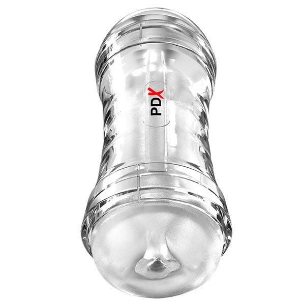 PDX Wet Pussies Super Flip-A-Pussy Over - Clear - Clear Dual Ended Self Lubricating Stroker (Vagina & Ass) Pipedream