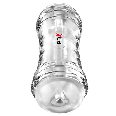 PDX Wet Pussies Super Flip-A-Pussy Over - Clear - Clear Dual Ended Self Lubricating Stroker (Vagina & Ass) Pipedream
