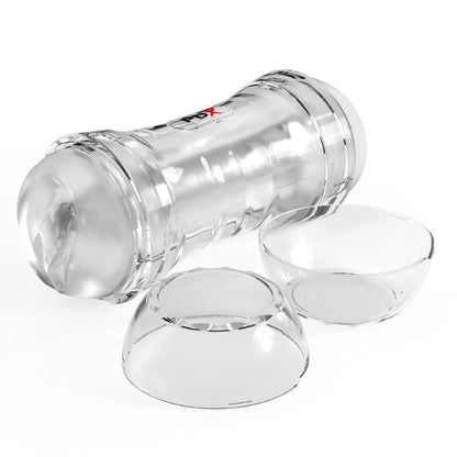 PDX Wet Pussies Super Flip-A-Pussy Over - Clear - Clear Dual Ended Self Lubricating Stroker (Vagina & Ass) Pipedream