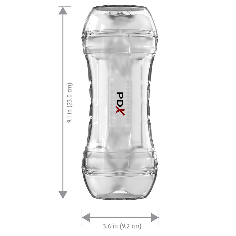 PDX Wet Pussies Super Flip-A-Pussy Over - Clear - Clear Dual Ended Self Lubricating Stroker (Vagina & Ass) Pipedream