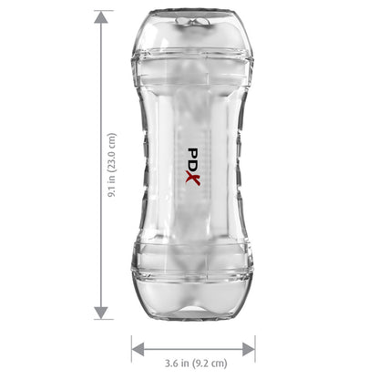 PDX Wet Pussies Super Flip-A-Pussy Over - Clear - Clear Dual Ended Self Lubricating Stroker (Vagina & Ass) Pipedream