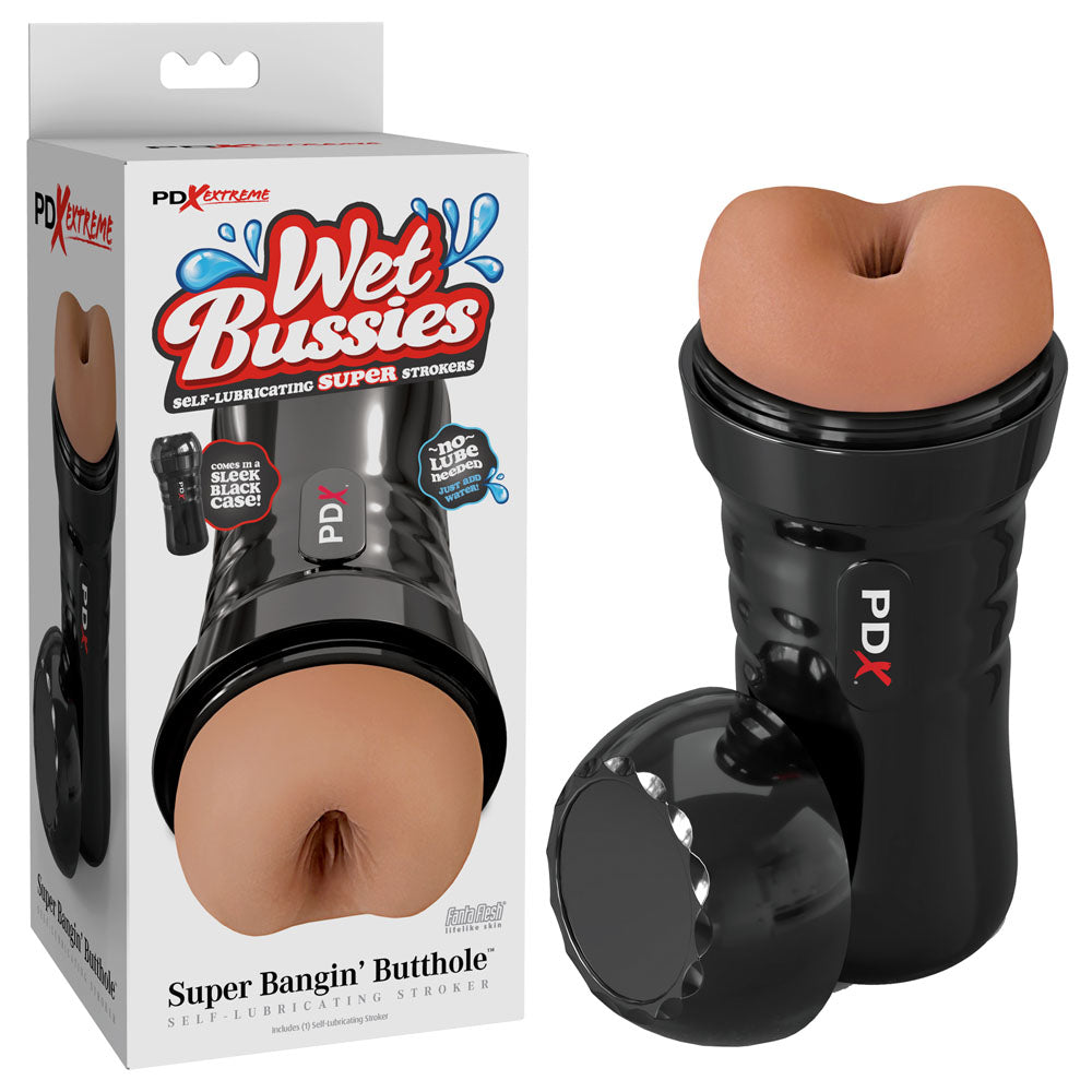 PDX Wet Bussies Super Bangin Butt - Brown - Brown Anal Stroker Pipedream