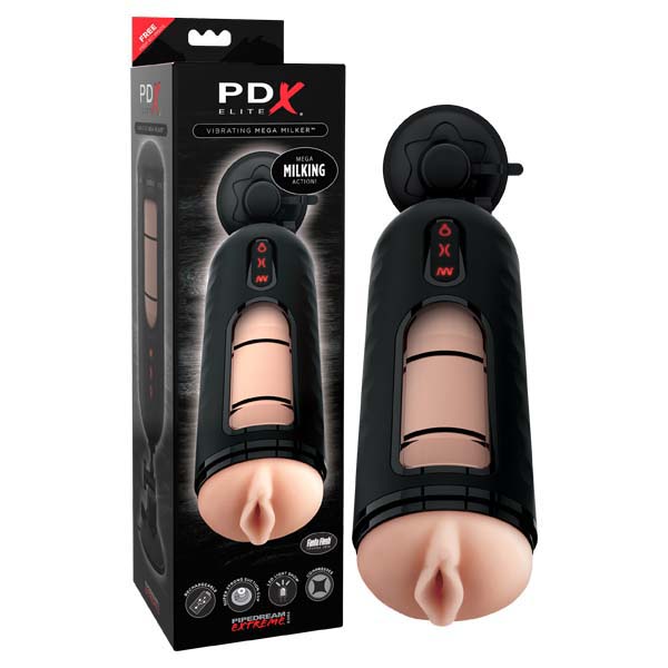 Pipedream Extreme Toyz Elite Vibrating Mega Milker - Flesh USB Rechargeable Powered Stroker Pipedreams