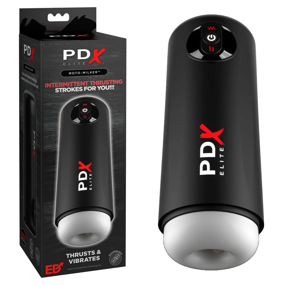 PDX Elite Moto Milker - USB Rechargeable Thrusting & Vibrating Auto Stroker Pipedream