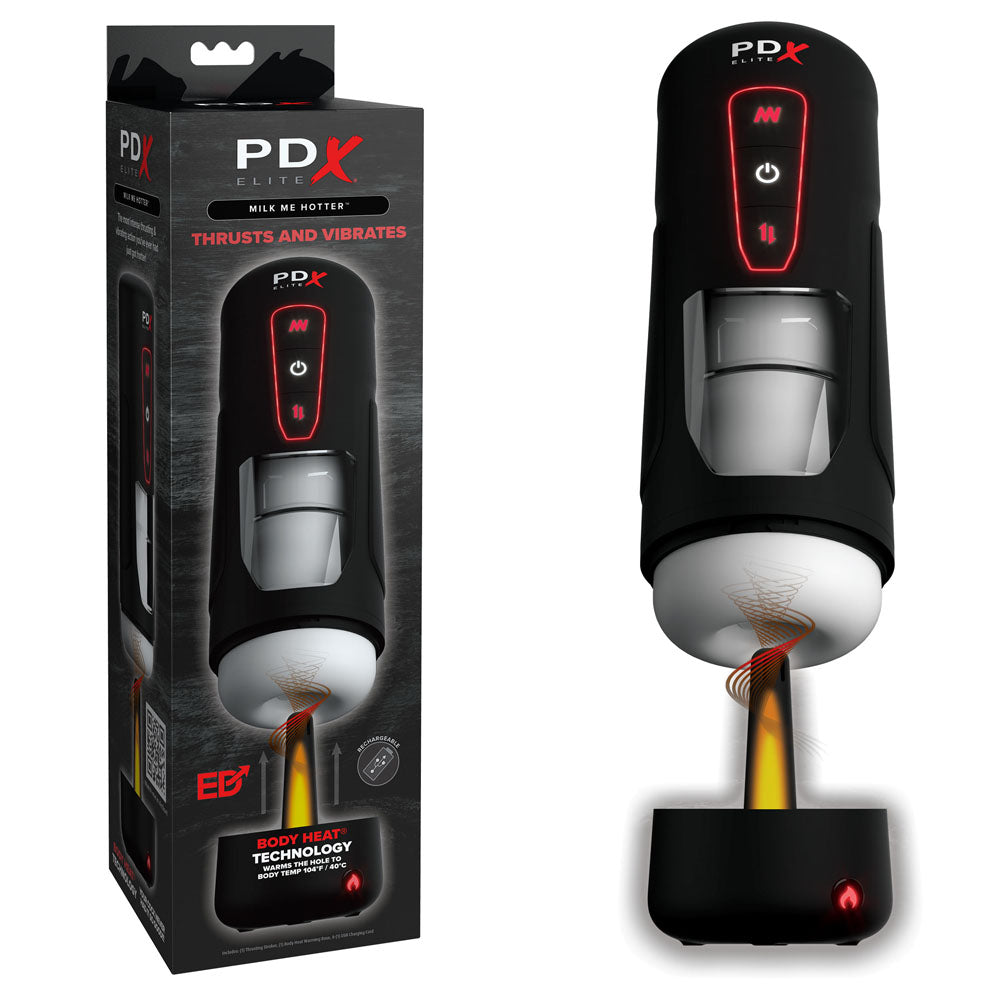 PDX Elite Milk Me Hotter - USB Rechargeable Thrusting Heating & Vibrating Auto Stroker Pipedream