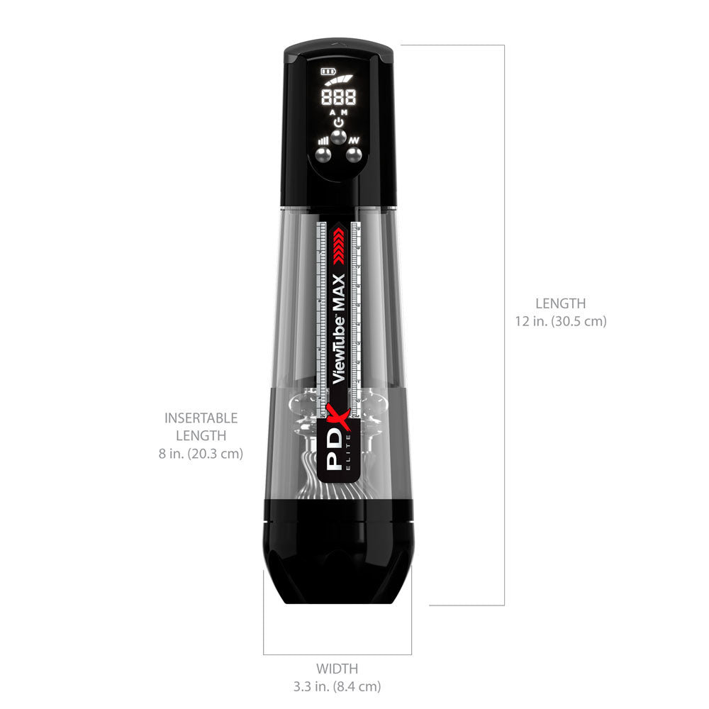 PDX Elite ViewTube MAX View - Clear USB Rechargeable Suction Auto Stroker Pipedream