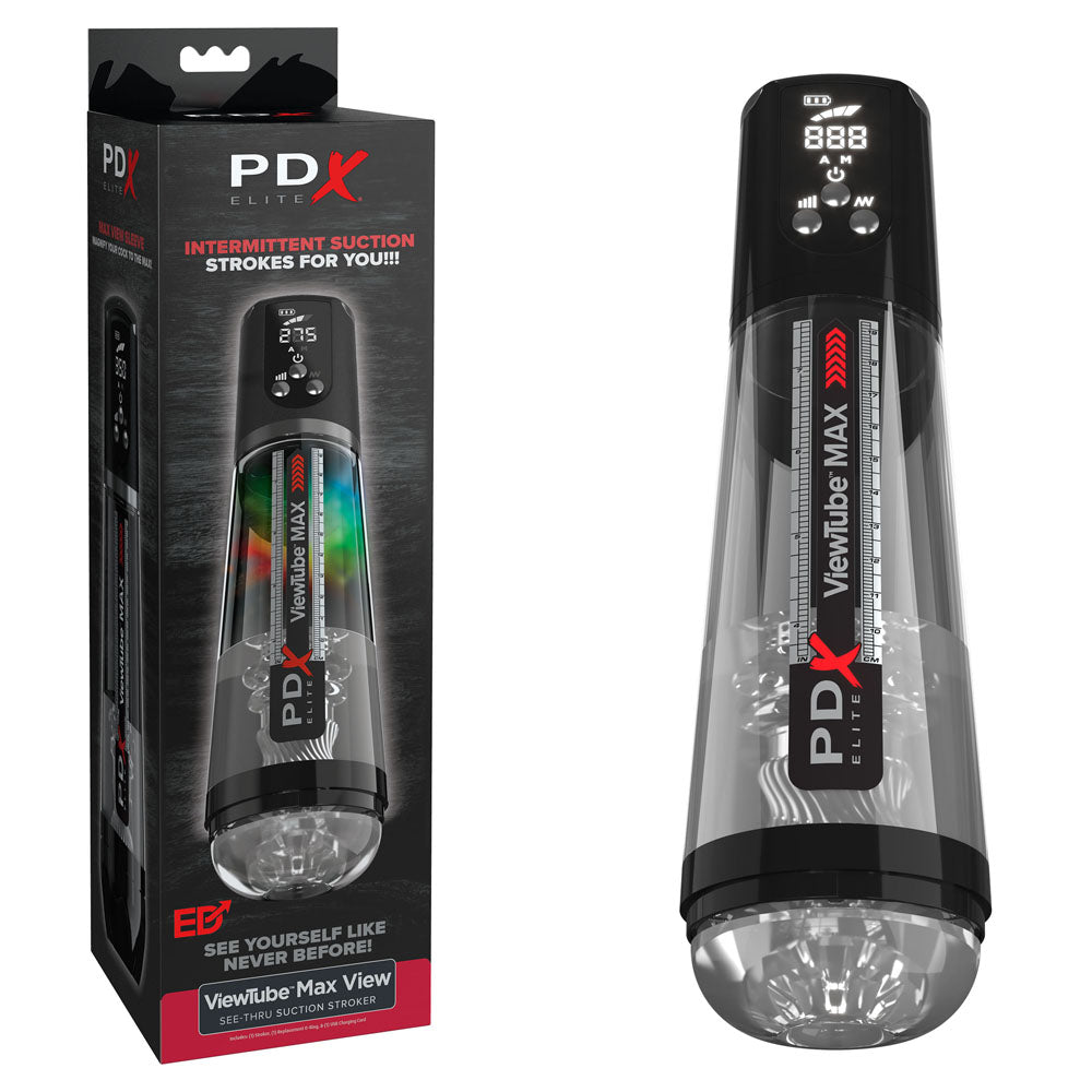 PDX Elite ViewTube MAX View - Clear USB Rechargeable Suction Auto Stroker Pipedream