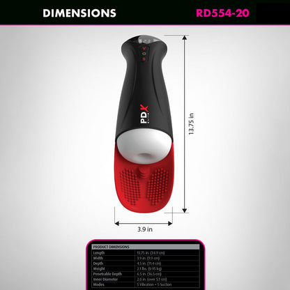 PDX Elite Fap-O-Matic Pro XL - White/Red - White USB Rechargeable Auto Stroker Pipedream