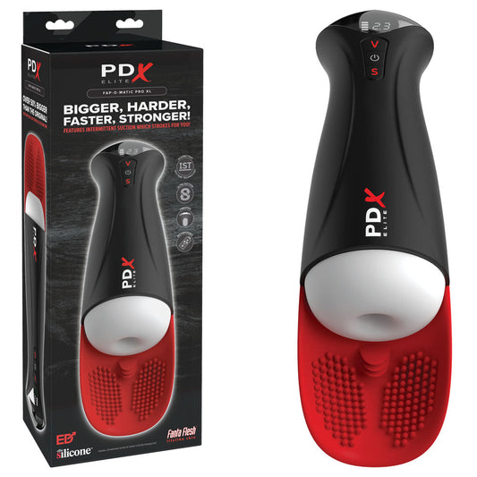 PDX Elite Fap-O-Matic Pro XL - White/Red - White USB Rechargeable Auto Stroker Pipedream