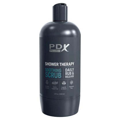 PDX Plus Shower Therapy - Soothing Scrub - Flesh - Flesh Discreet Vagina Stroker with Suction Base Pipedream