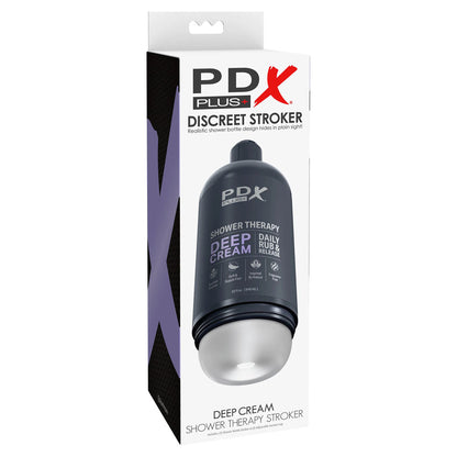 PDX Plus Shower Therapy - Deep Cream - Frosted - Clear Discreet Stroker with Suction Base Pipedream