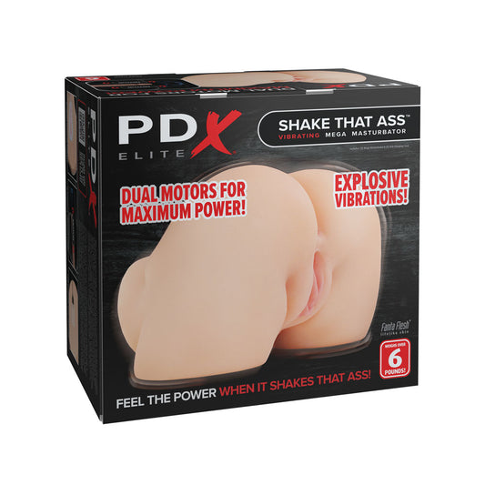 PDX Elite Shake That Ass - Flesh - Flesh USB Rechargeable Vibrating Mega Masturbator Flesh - Club X