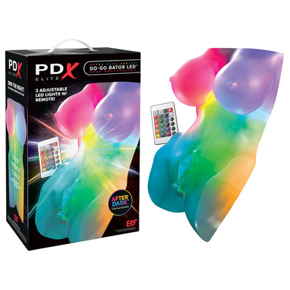 PDX Elite Go-Go Bator LED Mega Masturbator - Clear with LED Mini Torso Masturbator Pipedream