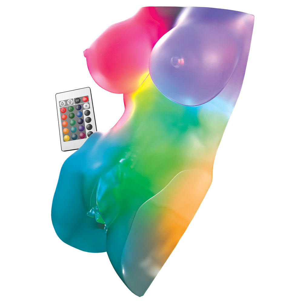 PDX Elite Go-Go Bator LED Mega Masturbator - Clear with LED Mini Torso Masturbator Pipedream